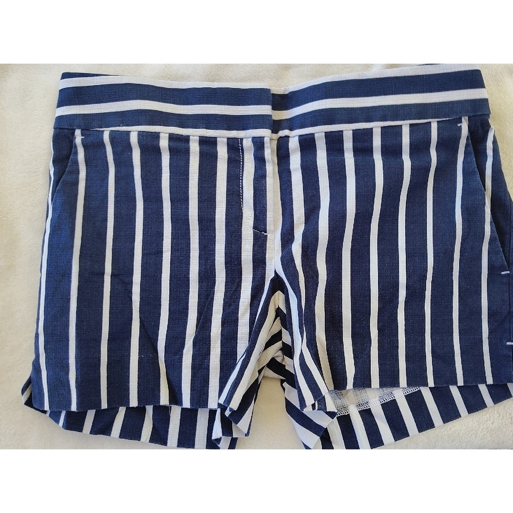 Ann‎ Taylor LOFT Womens Navy Blue White Vertical Stripe Nautical Shorts Size 0